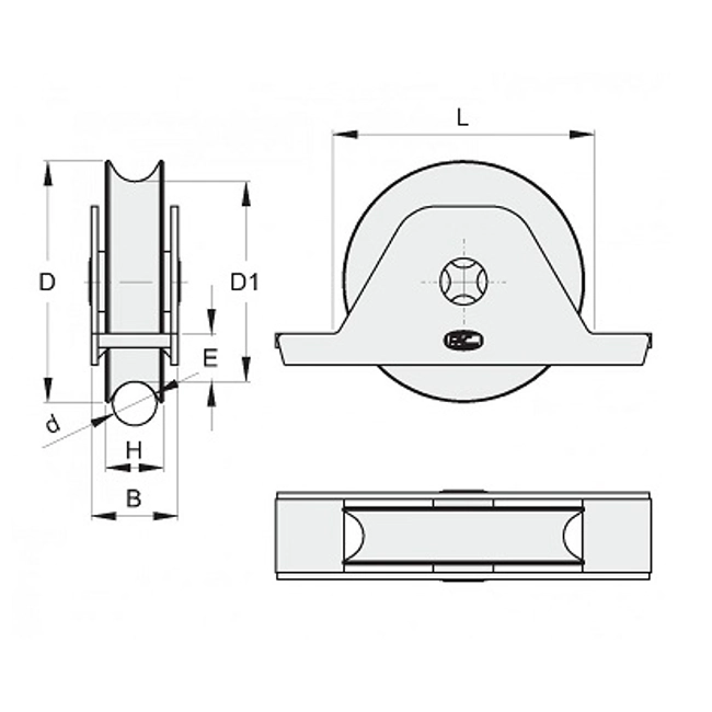 Vendita online Ruota Ø 100 mm. gola tonda 16 mm. con supporto art.723/100